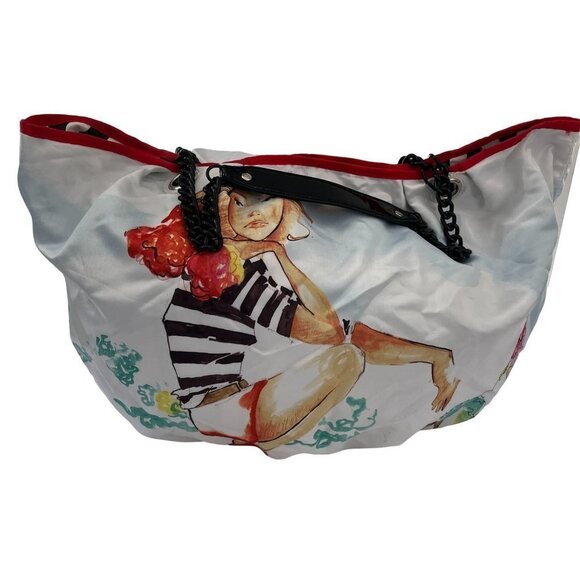DSW Shoulder Hand Bag Hobo‎ Tote Satin Zippered Shopper Bag Purse - Picture 1 of 11